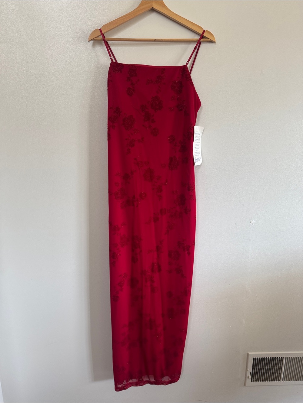 City Triangles Red Beaded Maxi Slip Dress